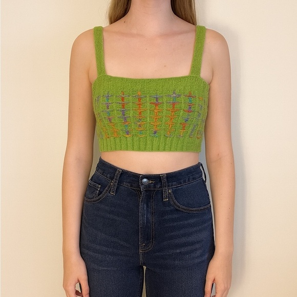 Cider Size Small Green Crochet Crop Top New With Tags - Picture 1 of 8
